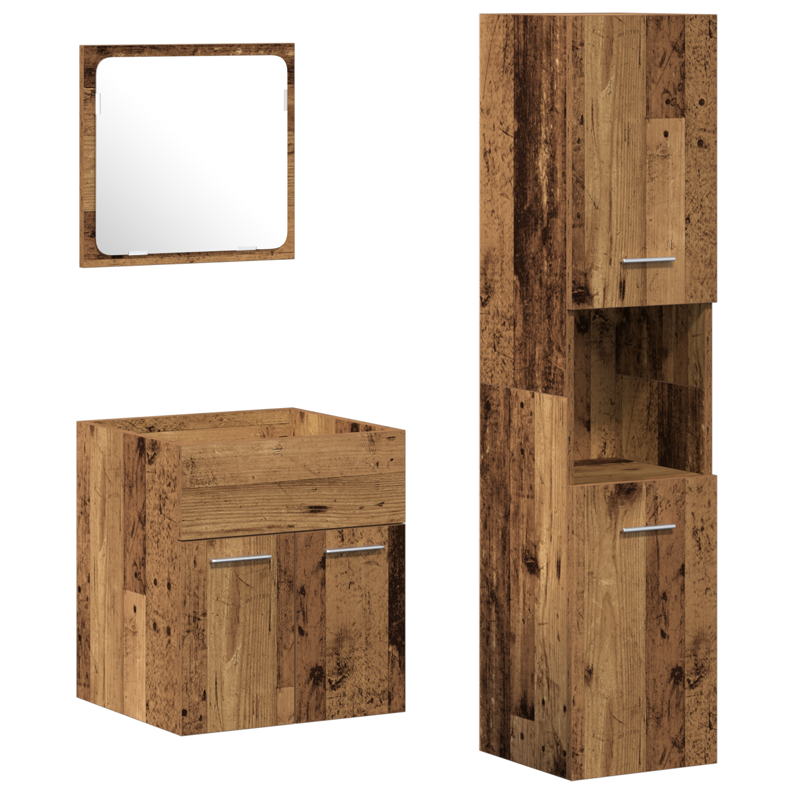 Badmøbelsett 3 pcs Gamle tre 41 x 38.5 x 46 cm Konstruert tre