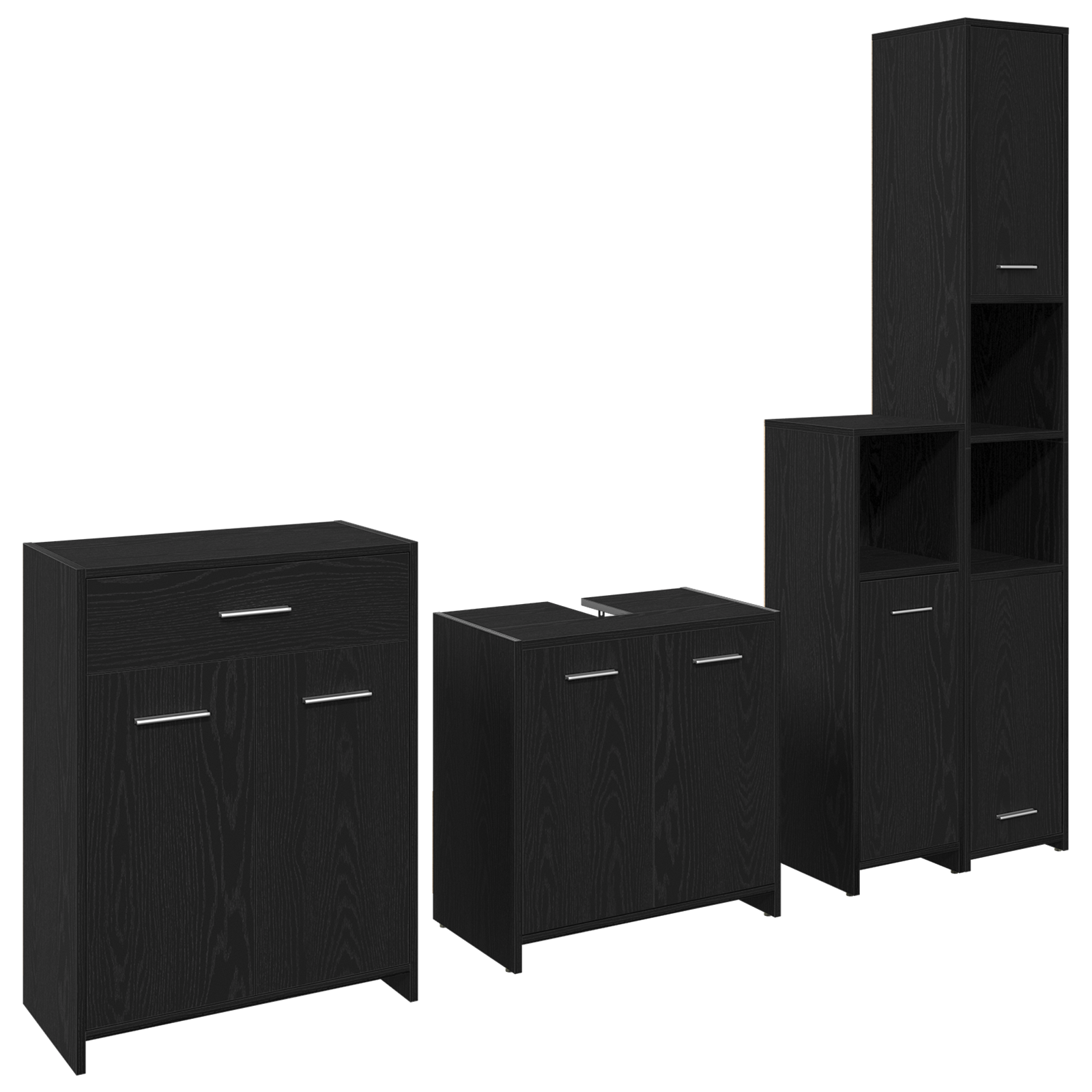 Baderomsmøbelsett med skuff 4 pcs Svart Eik 30 x 30 x 183.5 cm