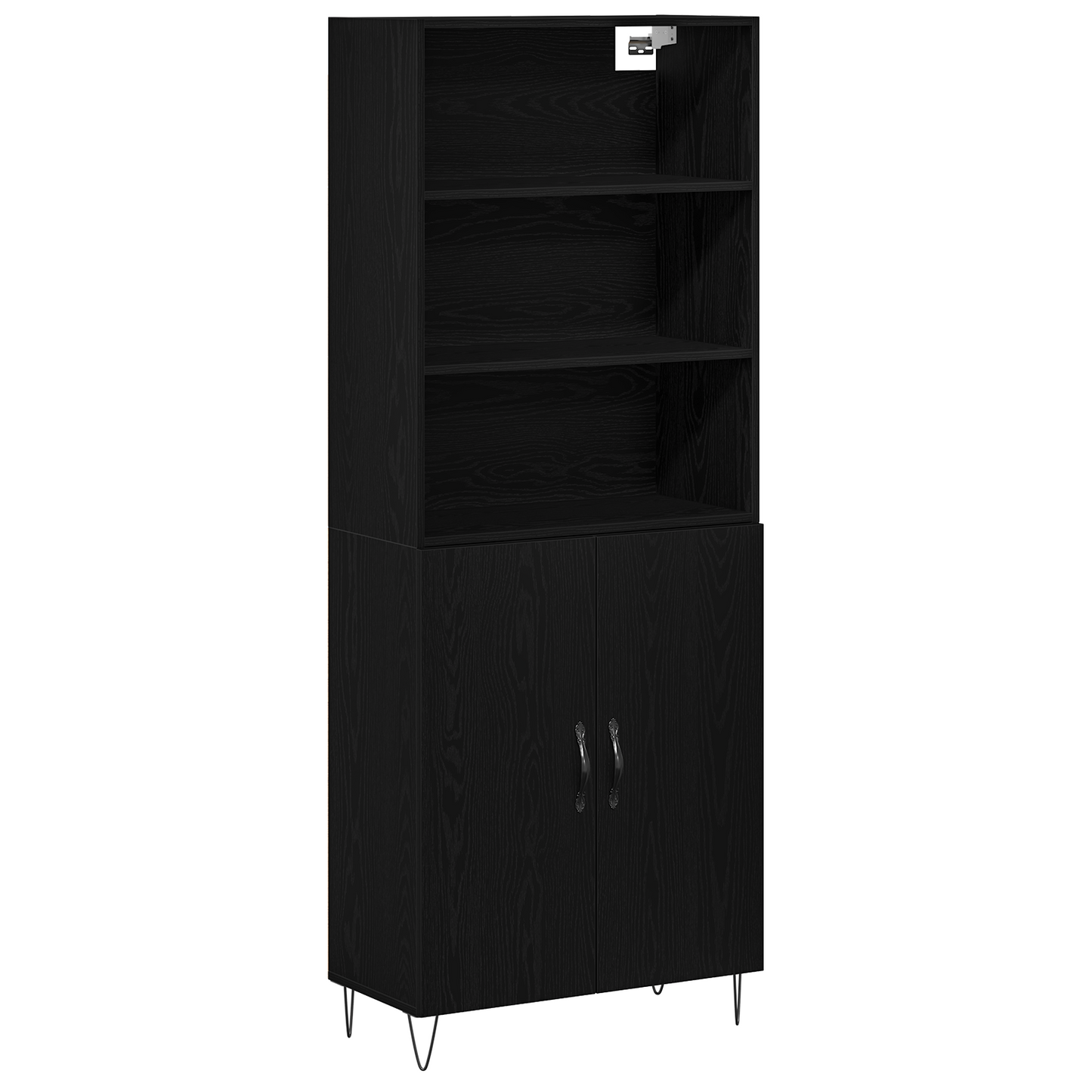 Høyskap 2 pcs Svart Eik 69,5 x 34 x 180 cm Konstruert tre
