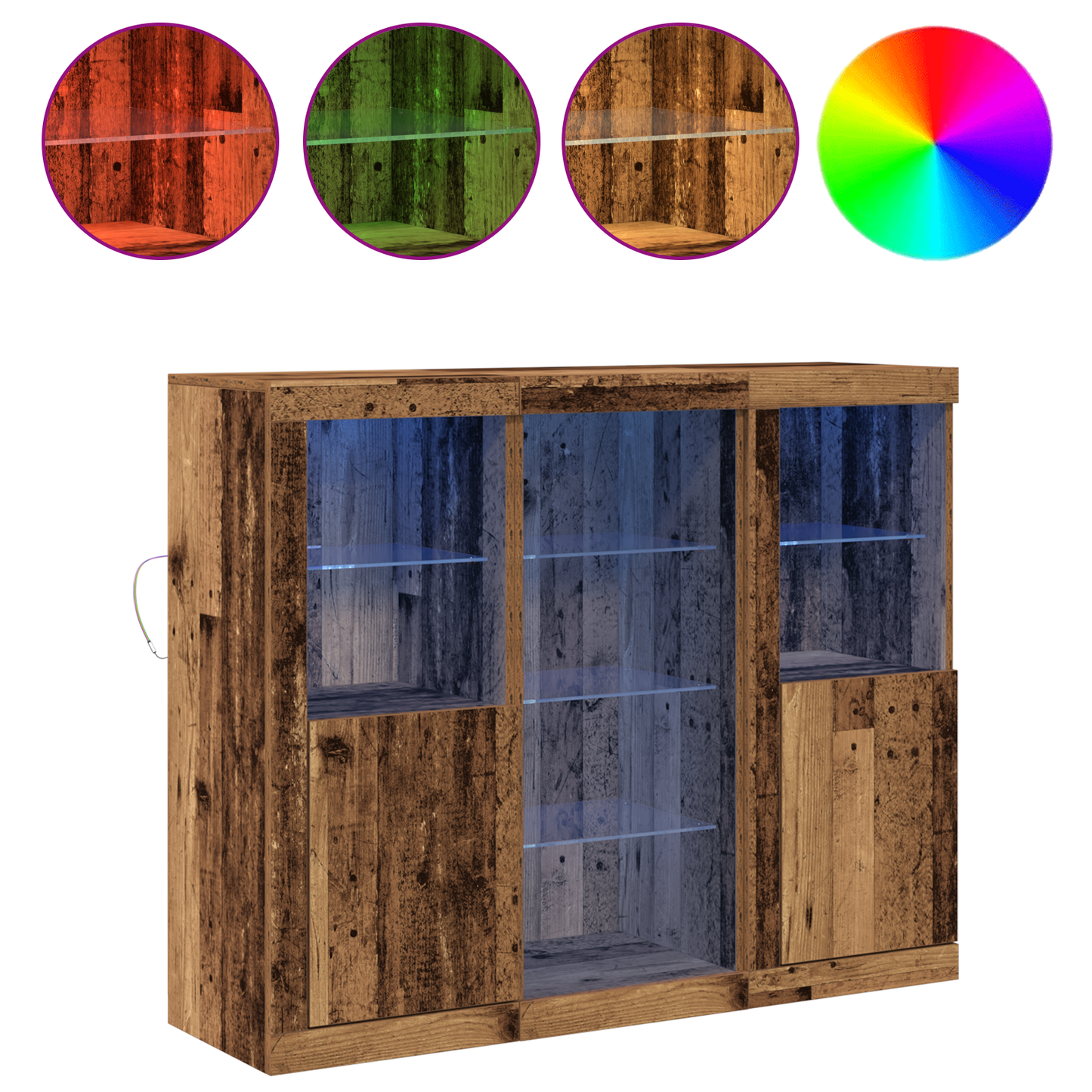 LED sideboard Gammelt tre 123 x 37 x 100 cm Konstruert tre