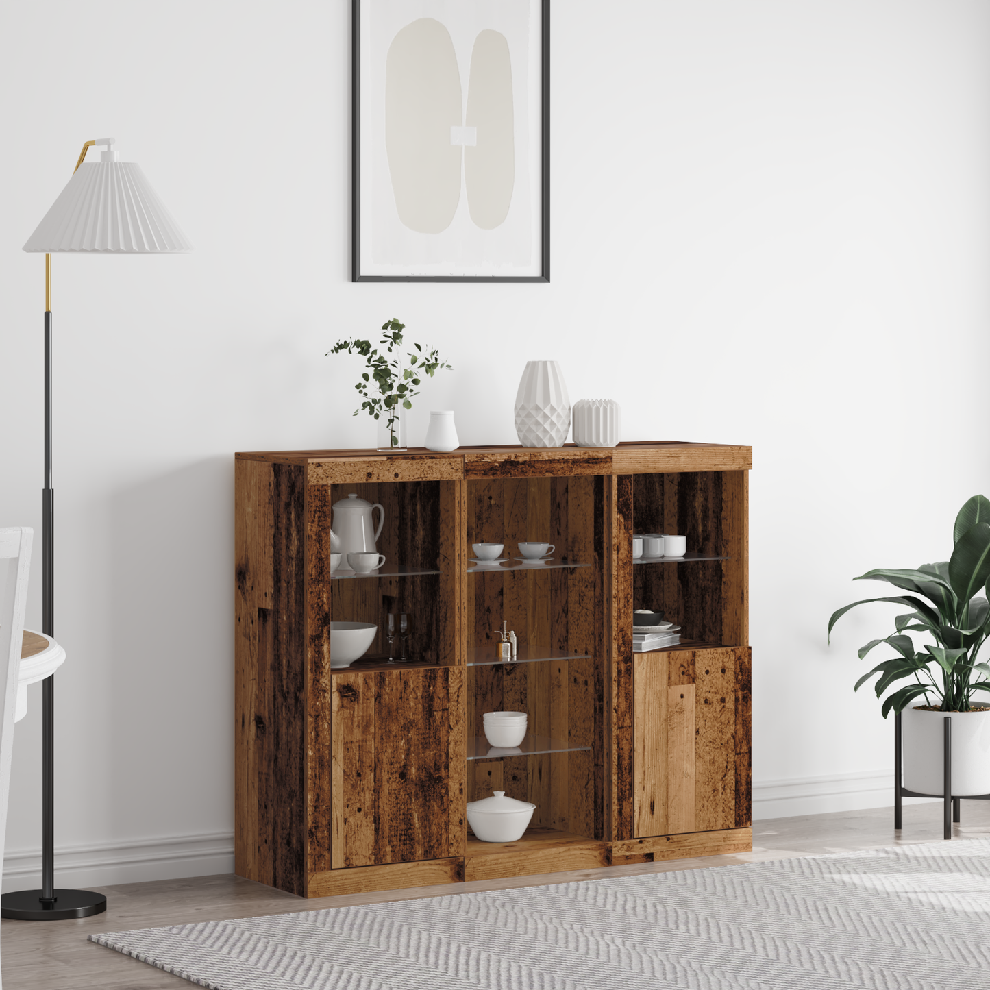 LED sideboard Gammelt tre 123 x 37 x 100 cm Konstruert tre
