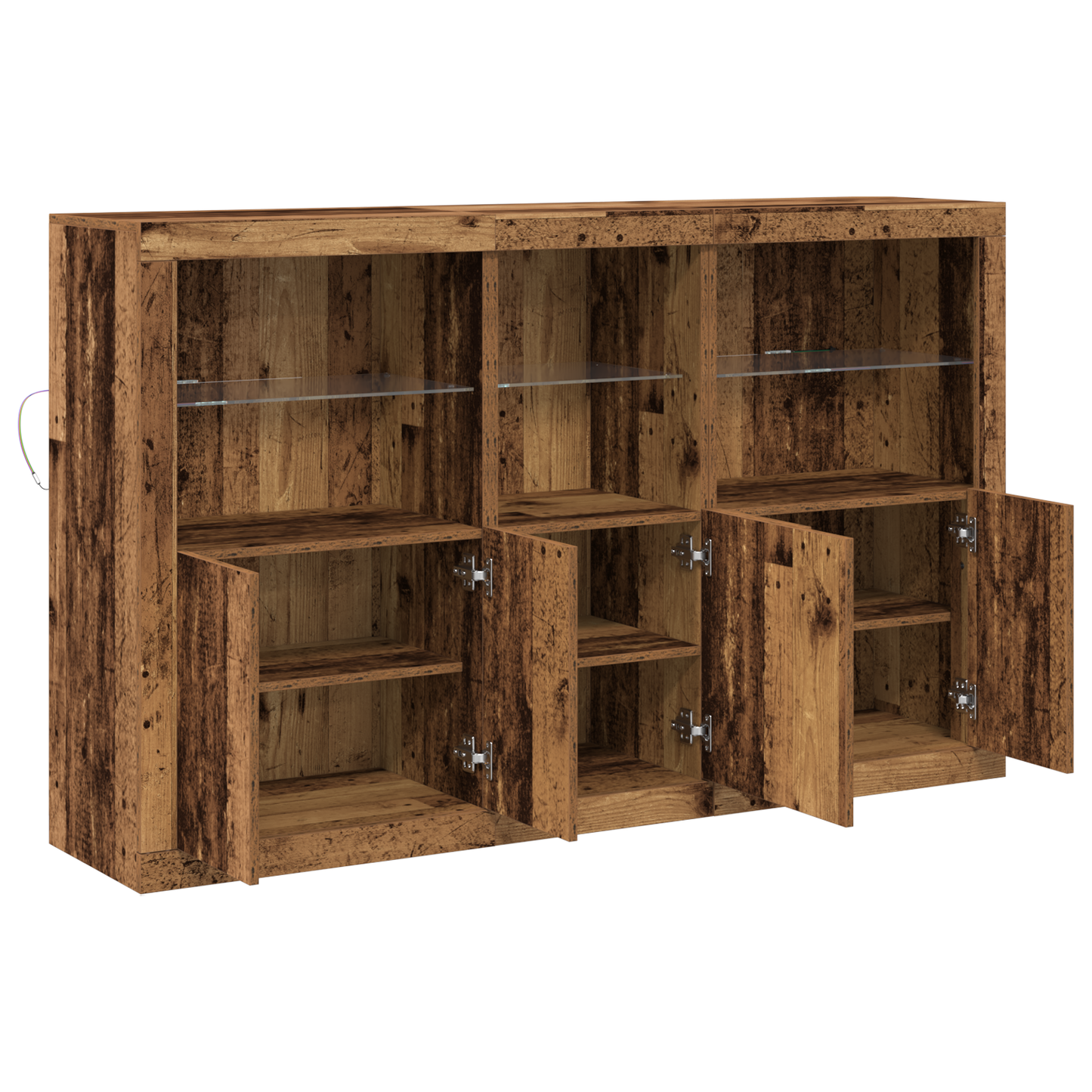 LED sideboard Gammelt tre 162 x 37 x 100 cm Konstruert tre