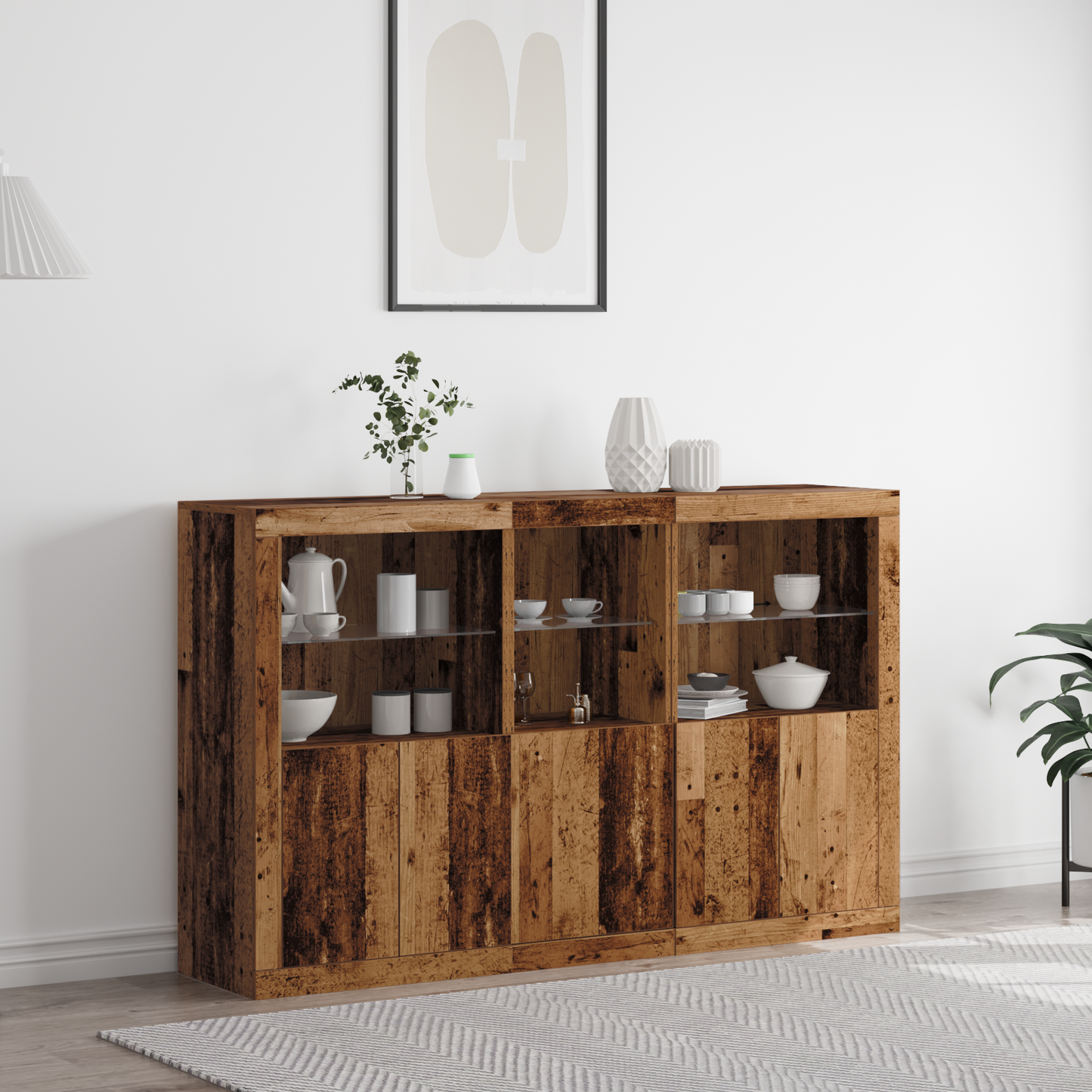 LED sideboard Gammelt tre 162 x 37 x 100 cm Konstruert tre