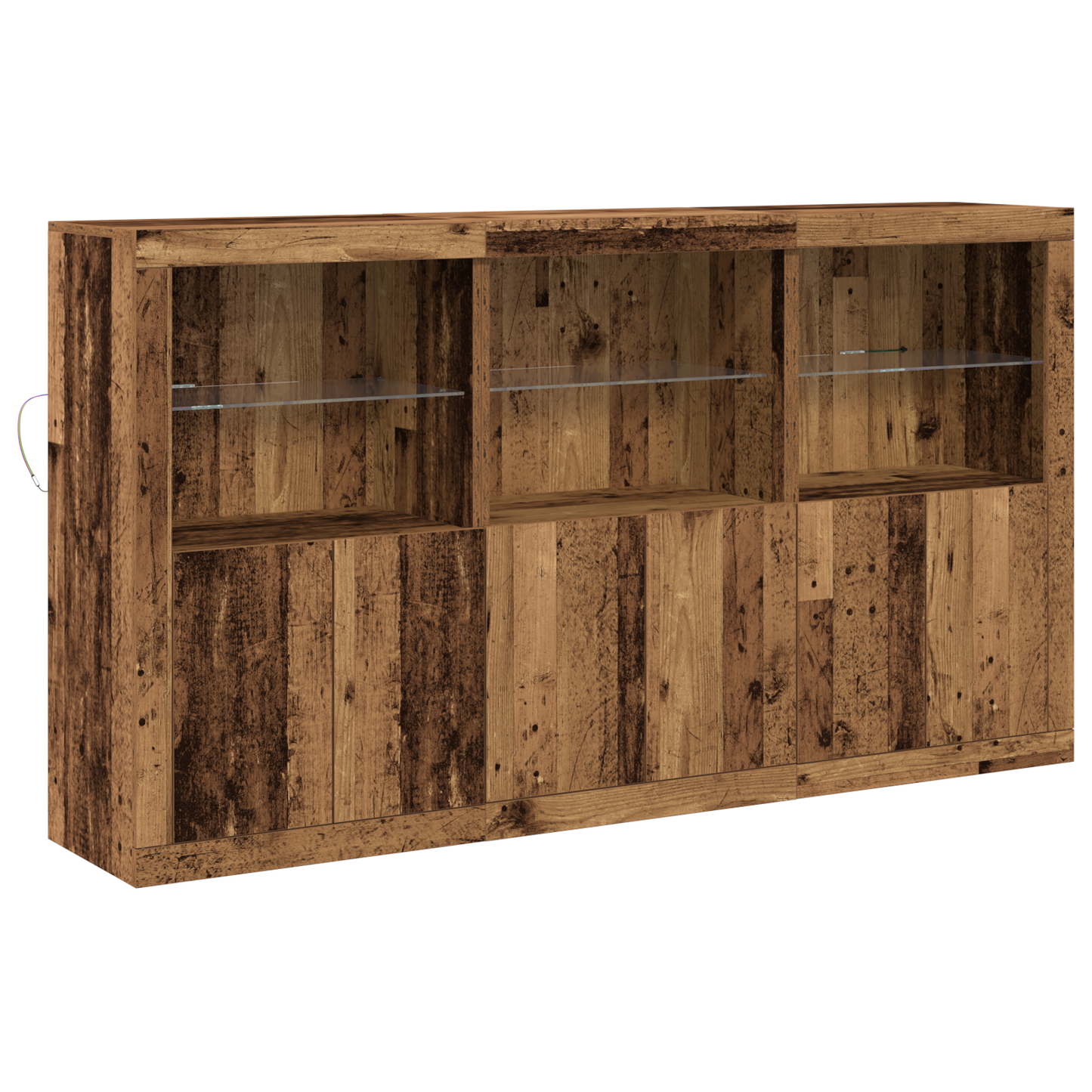 LED sideboard Gammelt tre 181,5 x 37 x 100 cm Konstruert tre