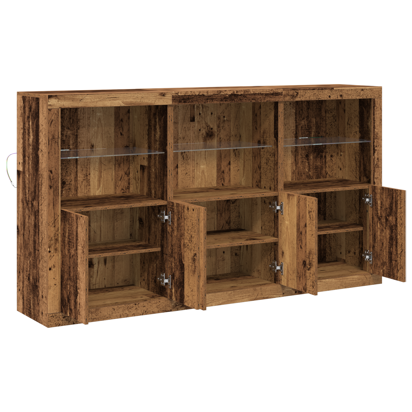 LED sideboard Gammelt tre 181,5 x 37 x 100 cm Konstruert tre