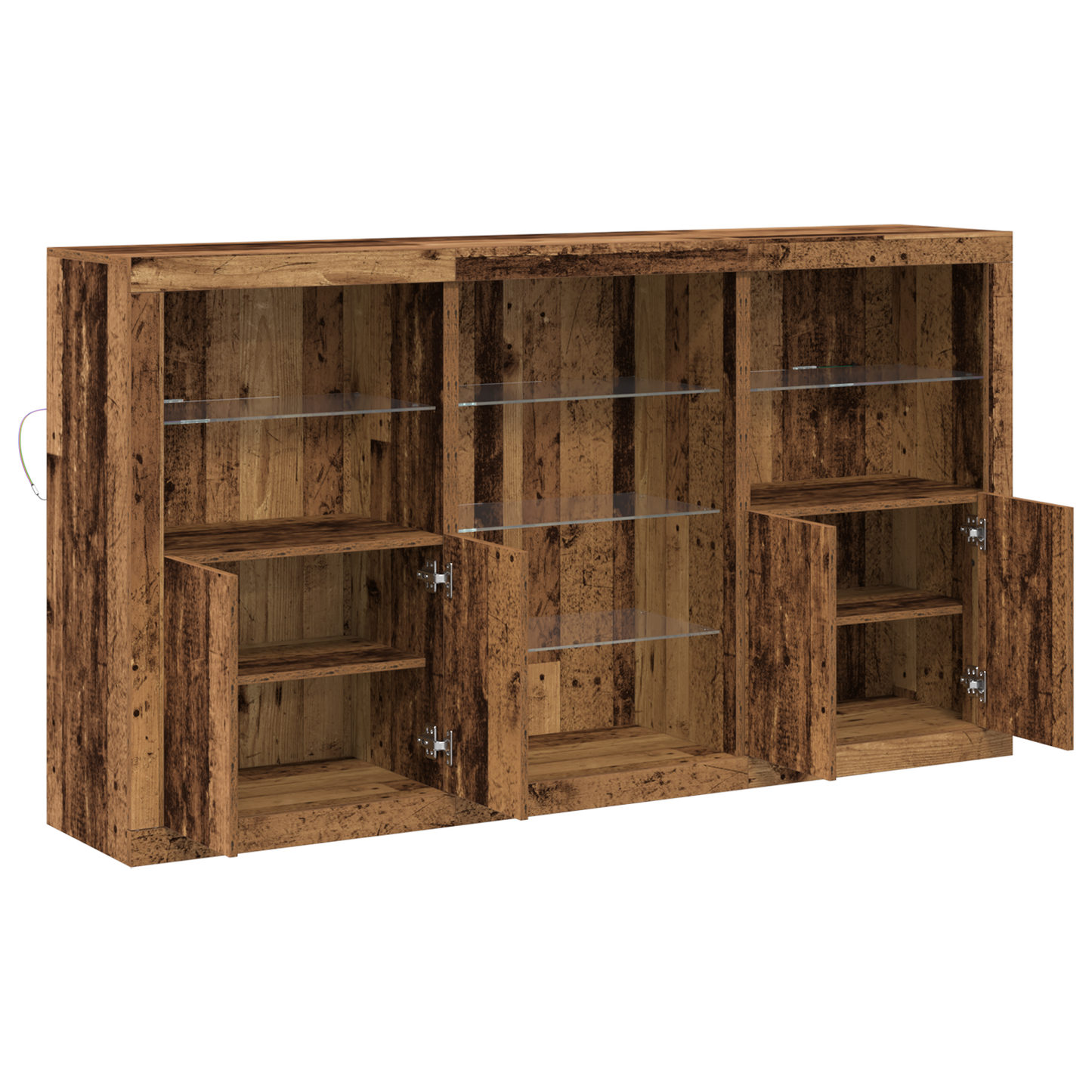 LED sideboard Gammelt tre 181,5 x 37 x 100 cm Konstruert tre