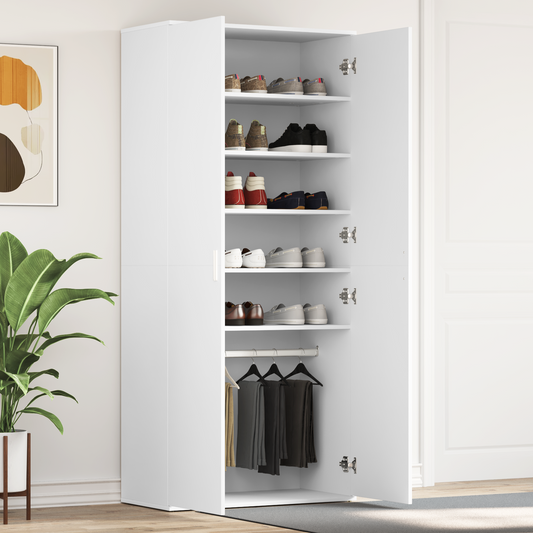 Sko Skap med hylle med dør Hvit 80 x 39 x 178 cm Konstruert tre