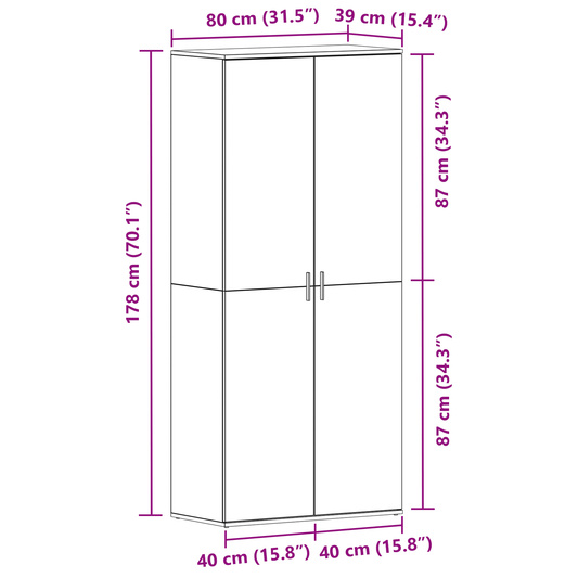 Sko Skap med hylle med dør Hvit 80 x 39 x 178 cm Konstruert tre