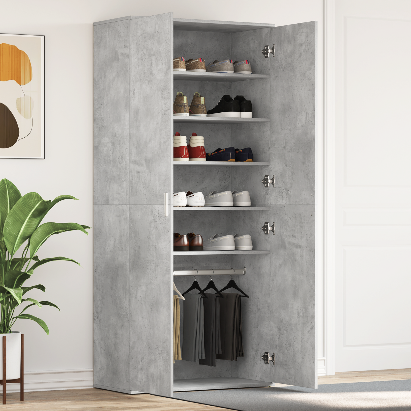 Sko Skap med hylle Betonggrå 80 x 39 x 178 cm Konstruert tre