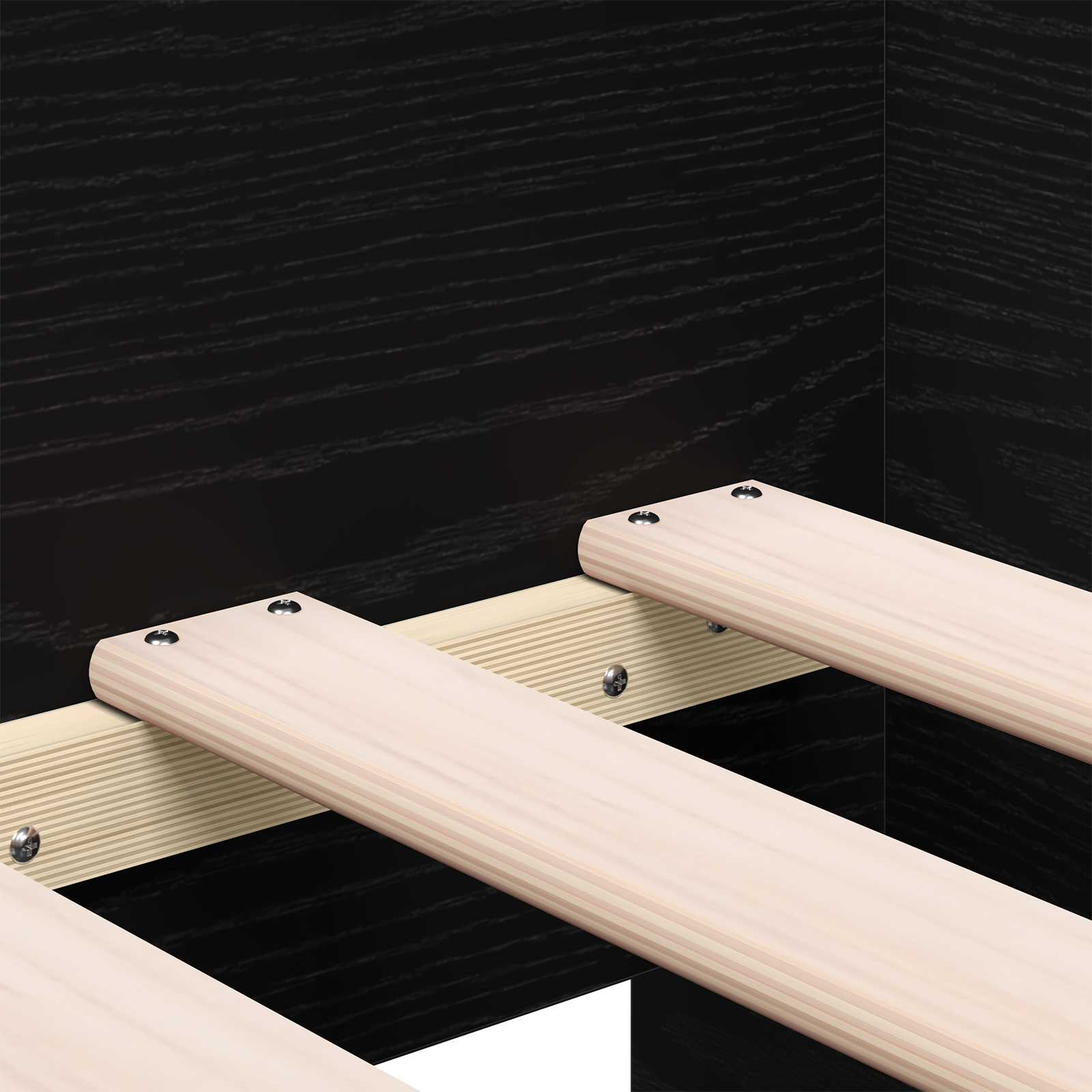 Seng med hodegjerde Svart Eik 90 x 190 cm Konstruert tre