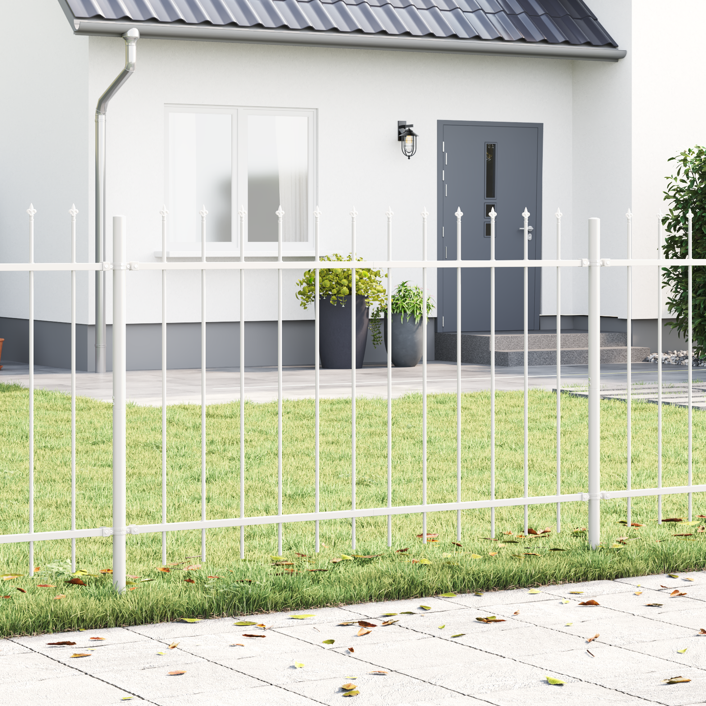 Hage Hegning 9 pcs Hvit 15,3 x 1 m Pulverlakkert stål