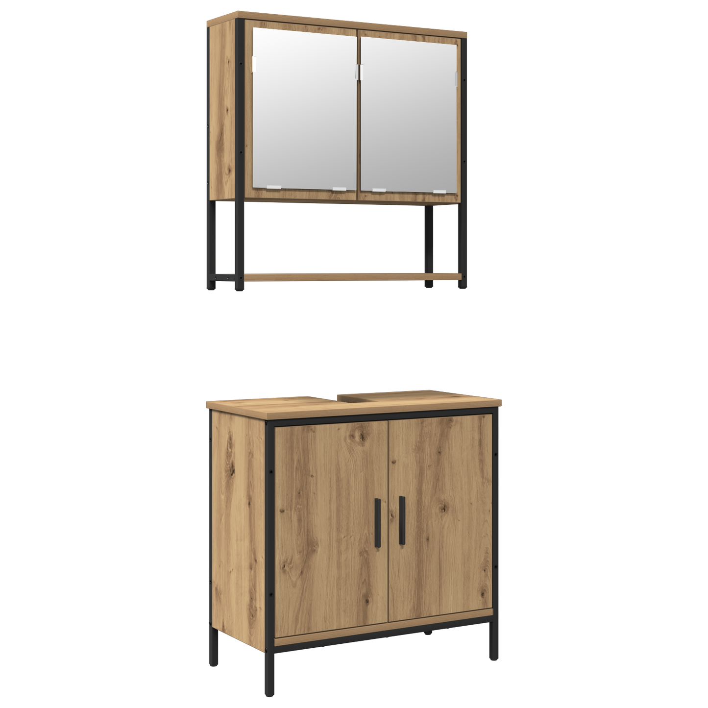 Baderomsinnredningssett 2 stk. Brun 60 x 30 x 60 cm