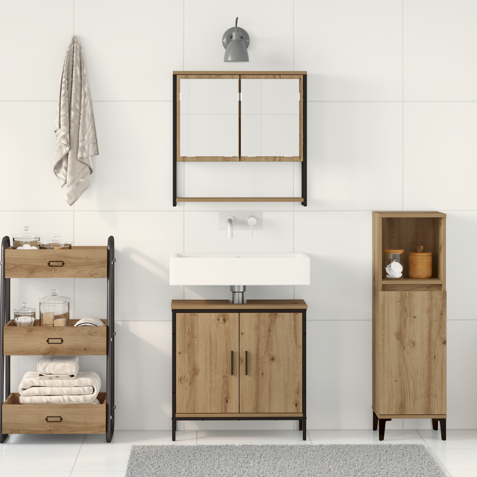 Baderomsinnredningssett med lagring 2 pcs Brun 60 x 30 x 60 cm