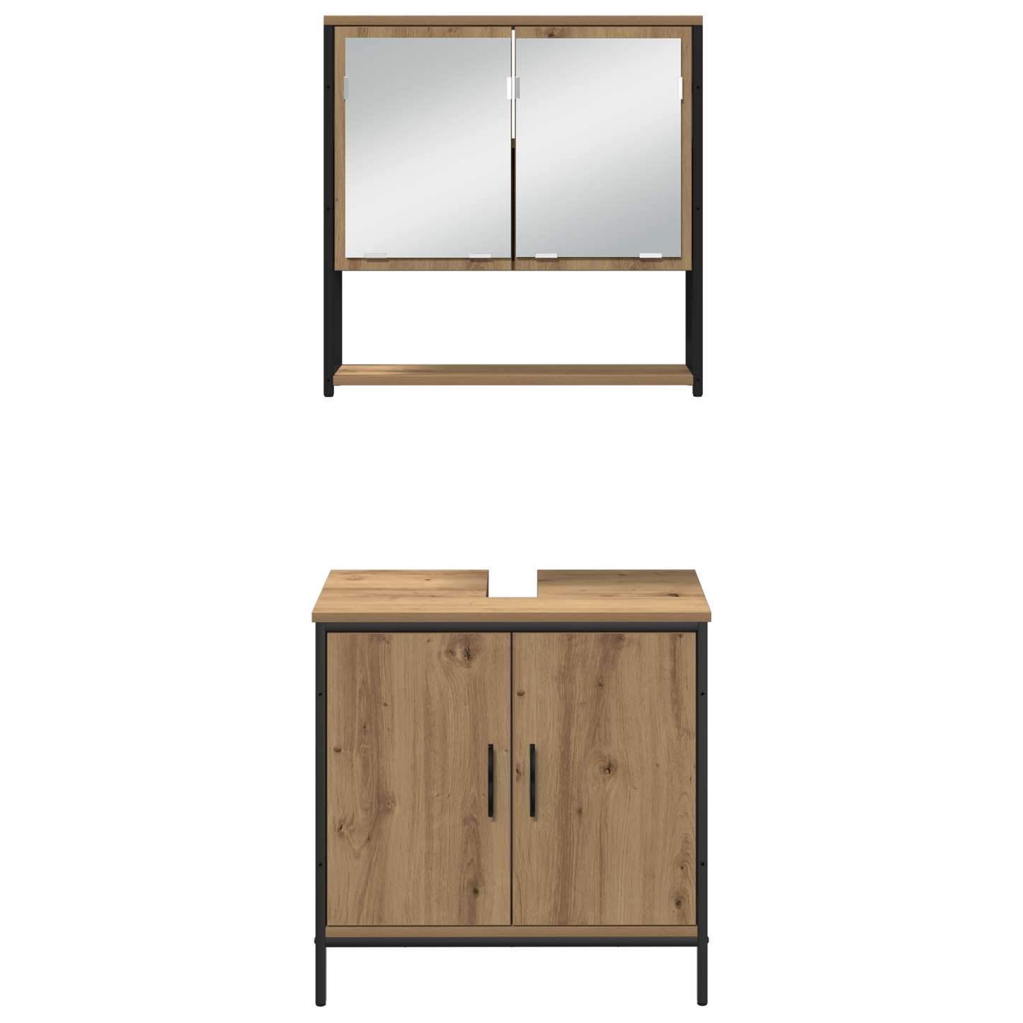 Baderomsinnredningssett 3 stk. Brun 33 x 33 x 185,5 cm