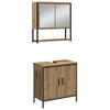 Baderomsinnredningssett med dør 3 pcs Brun 33 x 33 x 102.5 cm