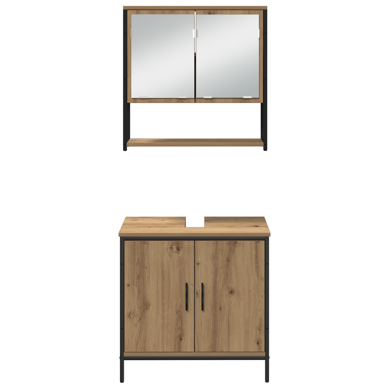 Baderomsinnredningssett med dør 3 pcs Brun 33 x 33 x 102.5 cm