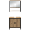 Baderomsinnredningssett med dør 3 pcs Brun 33 x 33 x 102.5 cm