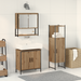 Baderomsinnredningssett 3 stk. Brun 33 x 33 x 113,5 cm