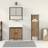 Baderomsinnredningssett med dør 3 pcs Brun 33 x 33 x 102.5 cm