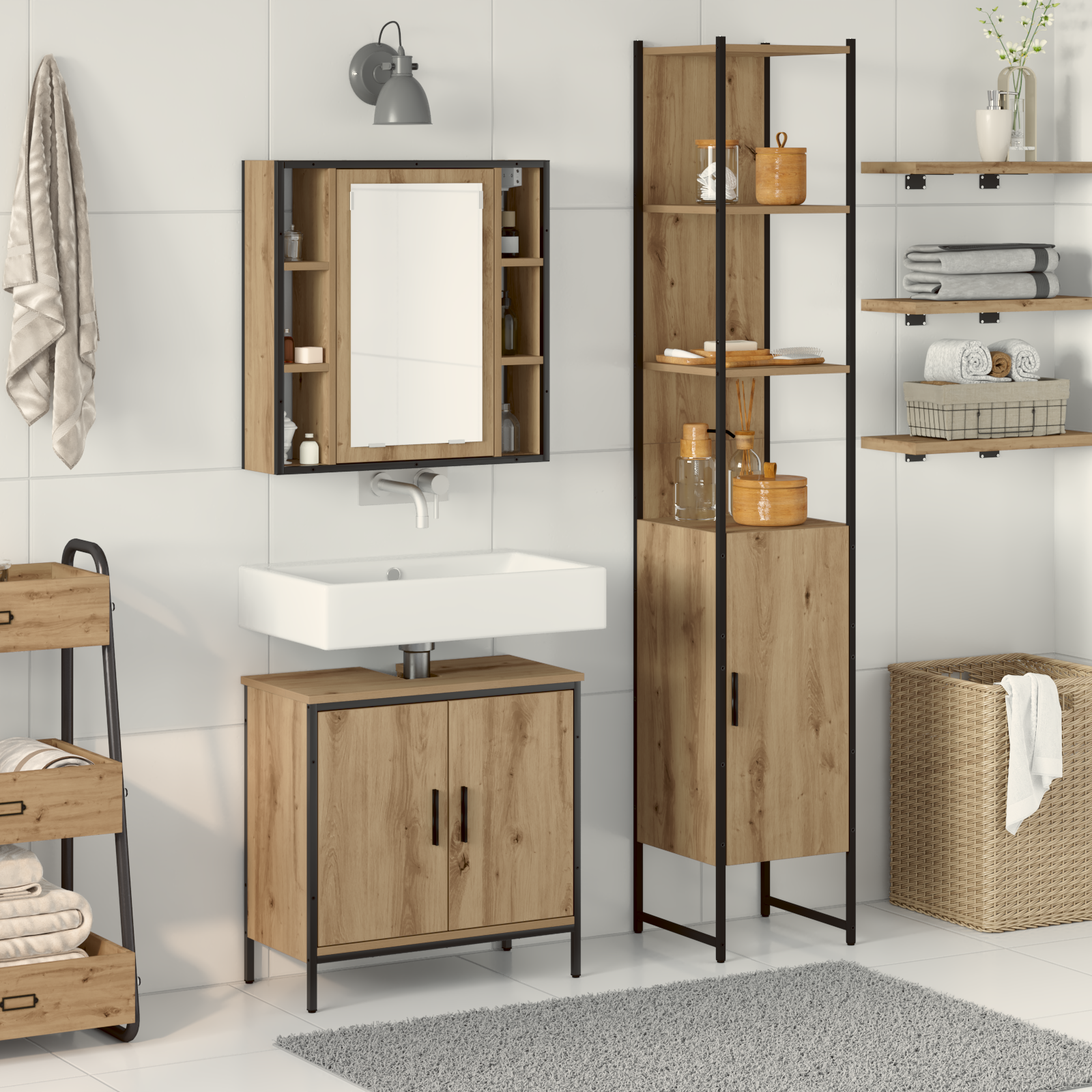 Baderomsspeilskap Brun 33 x 33 x 185.5 cm Konstruert tre