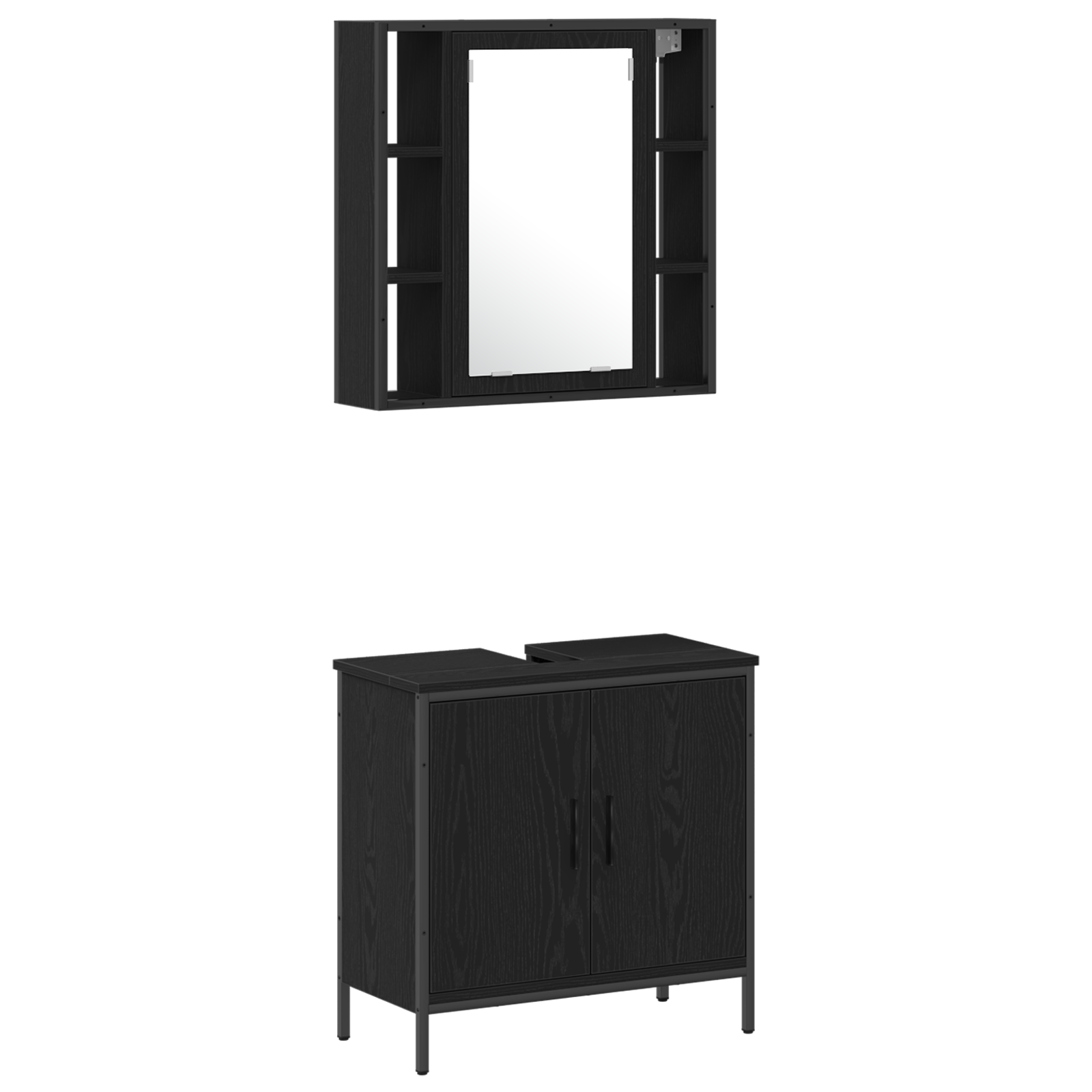 Baderomsspeilskap Svart 33 x 33 x 185.5 cm Konstruert tre