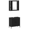 Baderomsspeilskap Svart 33 x 33 x 185.5 cm Konstruert tre