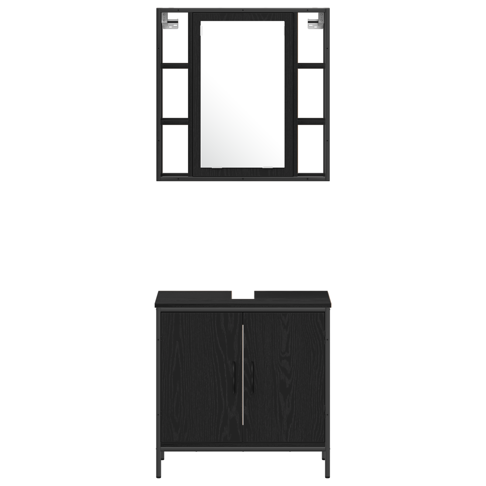 Baderomsspeilskap Svart 33 x 33 x 185.5 cm Konstruert tre