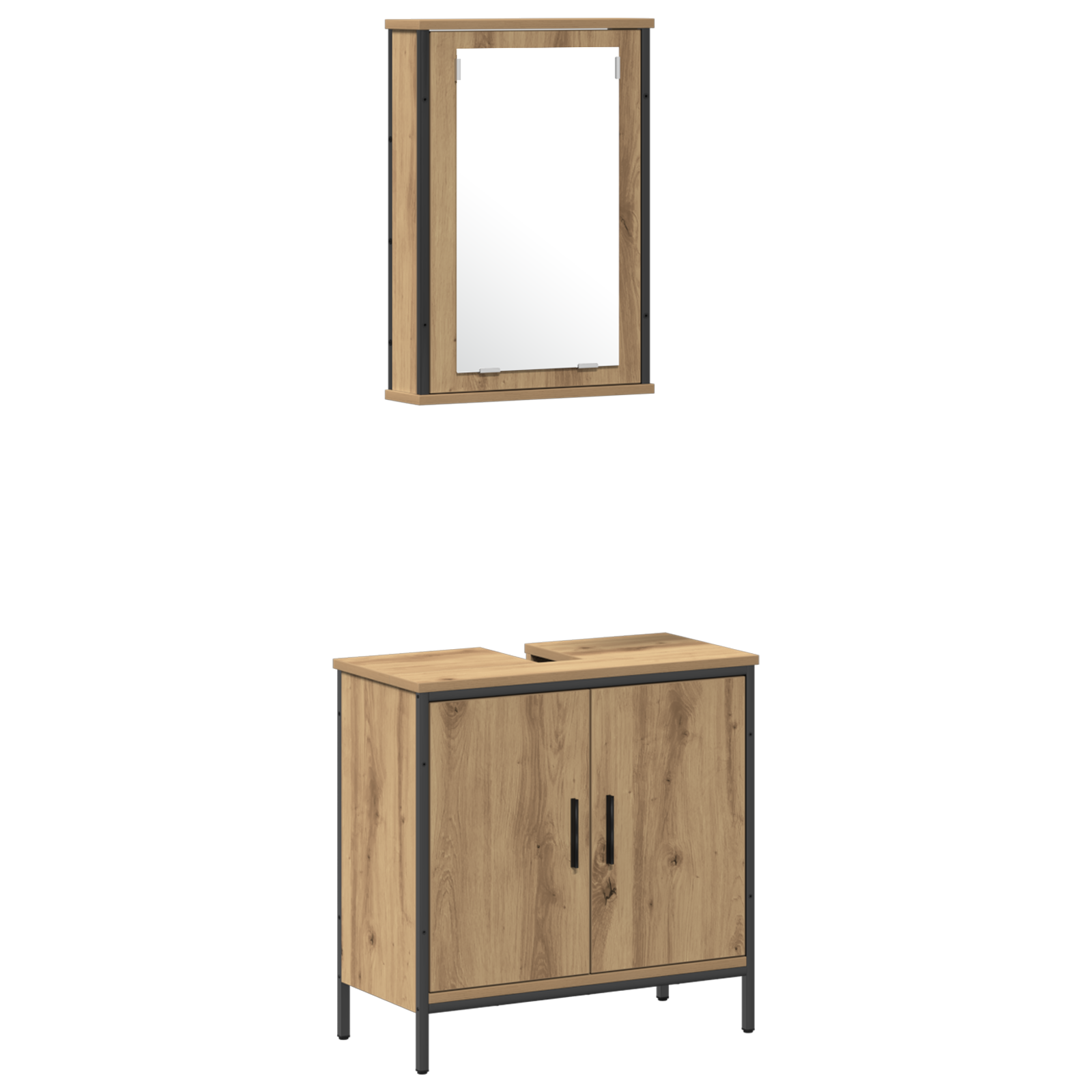 Baderomsinnredningssett med hylle 3 pcs Brun 33 x 33 x 185.5 cm