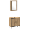 Baderomsinnredningssett med hylle 3 pcs Brun 33 x 33 x 185.5 cm