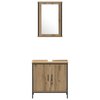 Baderomsinnredningssett med hylle 3 pcs Brun 33 x 33 x 185.5 cm
