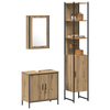 Baderomsinnredningssett med hylle 3 pcs Brun 33 x 33 x 185.5 cm