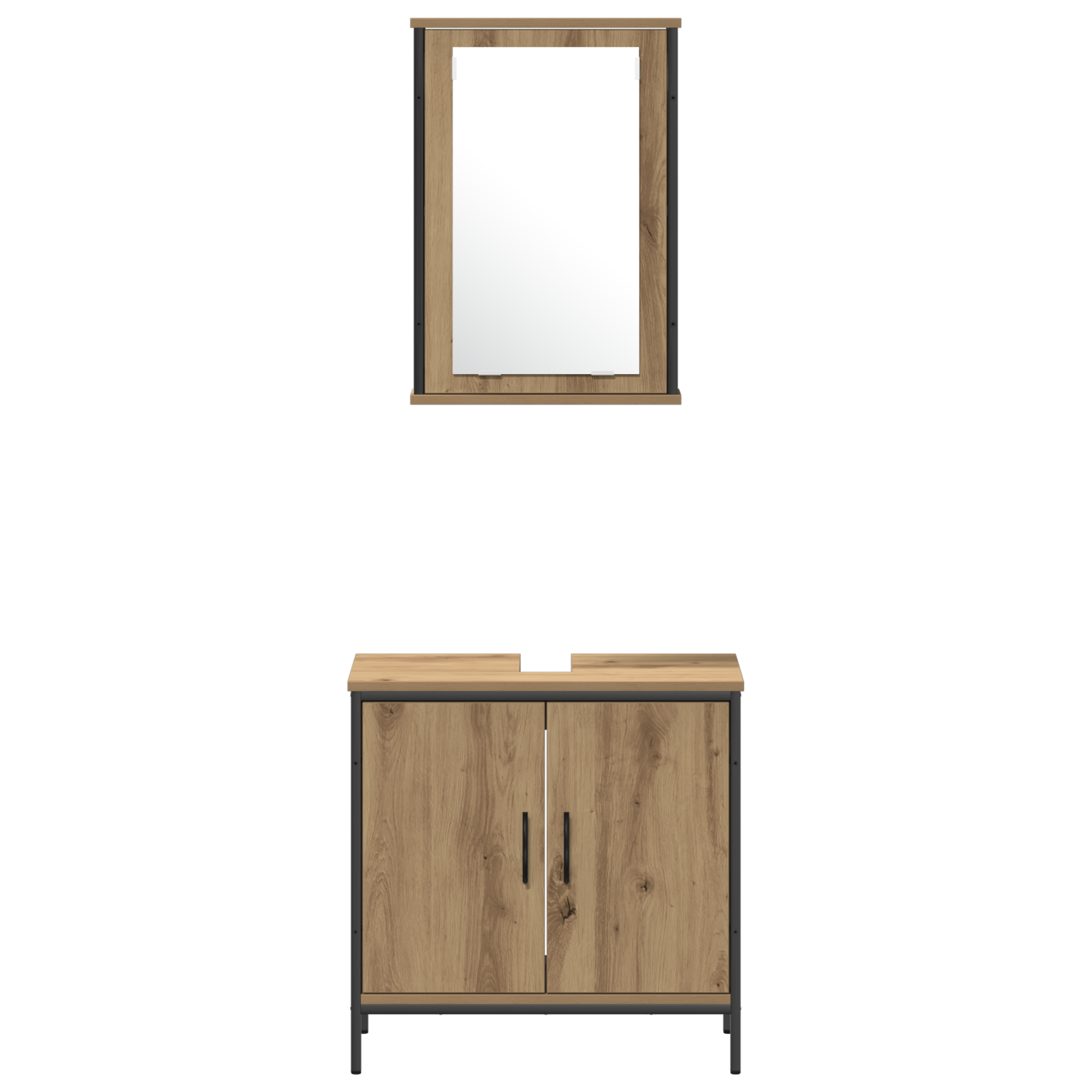 Baderomsinnredningssett med hylle 4 pcs Brun 33 x 33 x 185.5 cm