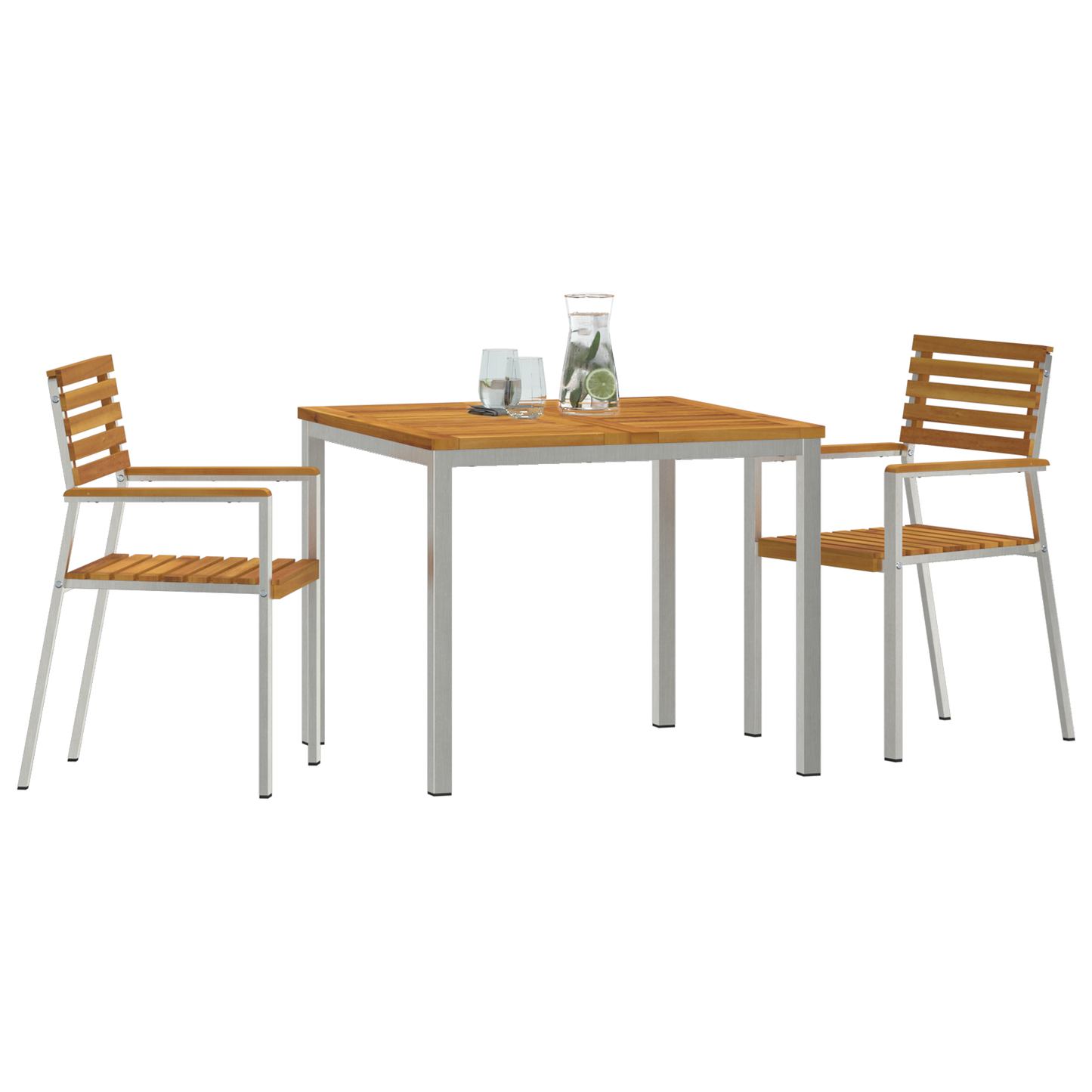 Hage Spisegruppe 3 pcs Massiv akasie tre og rustfritt stål
