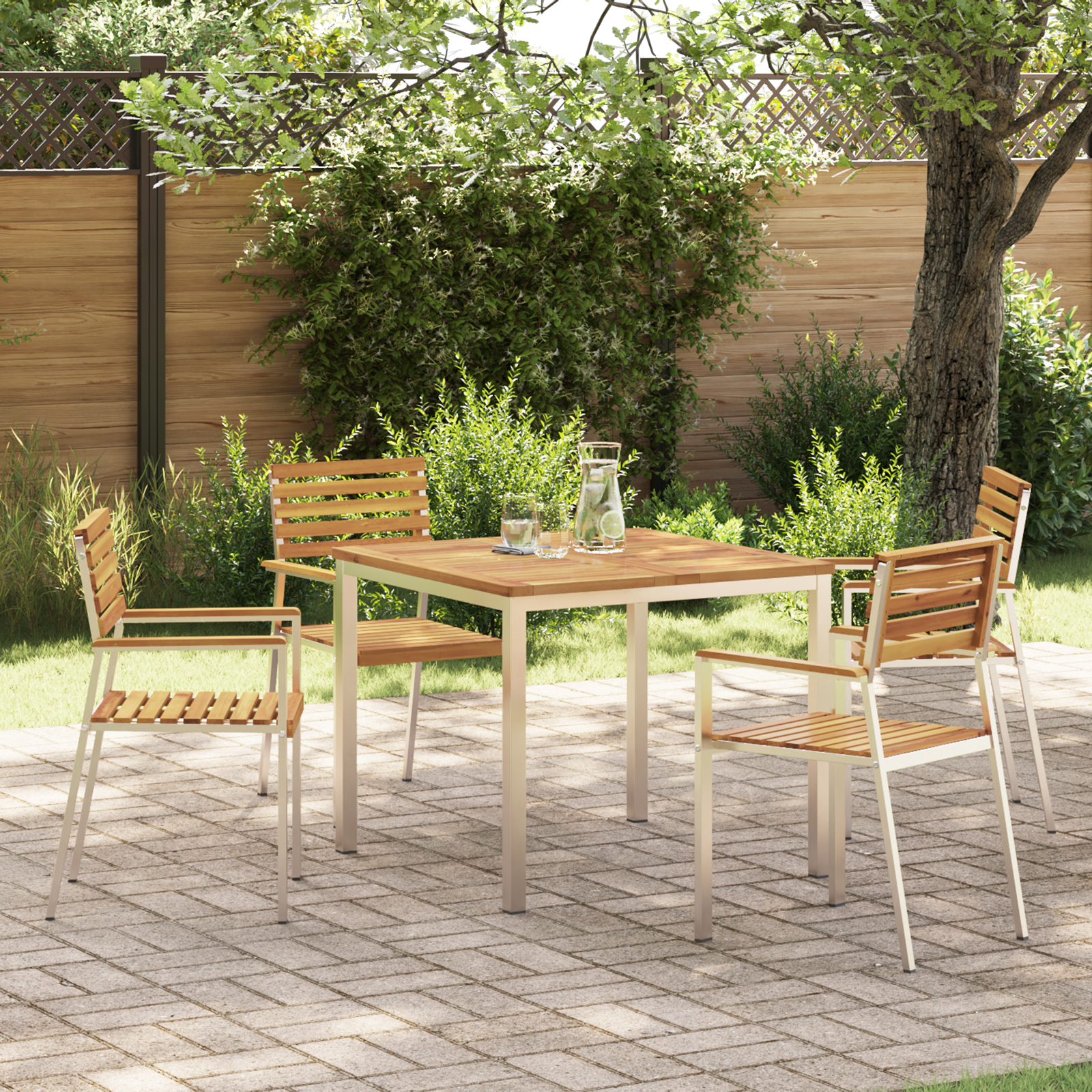 HageSpisestueSett 5 pcs Brun MassivAkasiatre