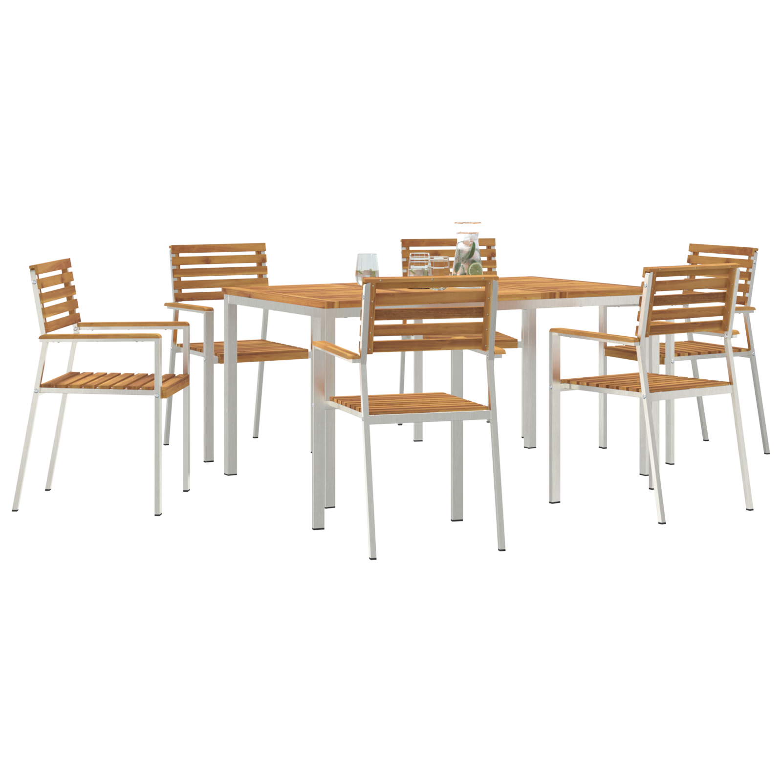 HageSpisestueSett 7 pcs Brun MassivAkasiatre