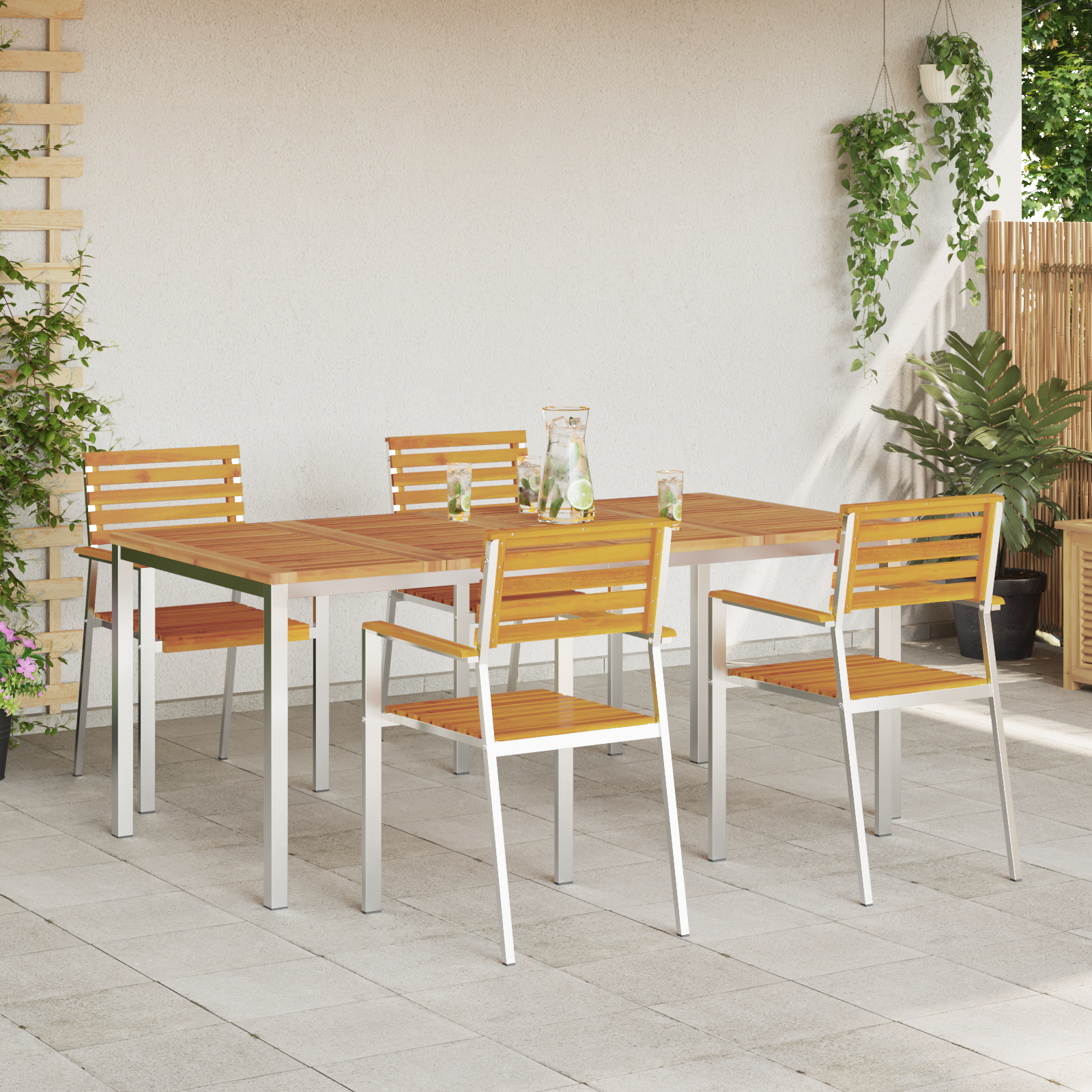 HageSpisestueSett 5 pcs Brun MassivAkasiatre
