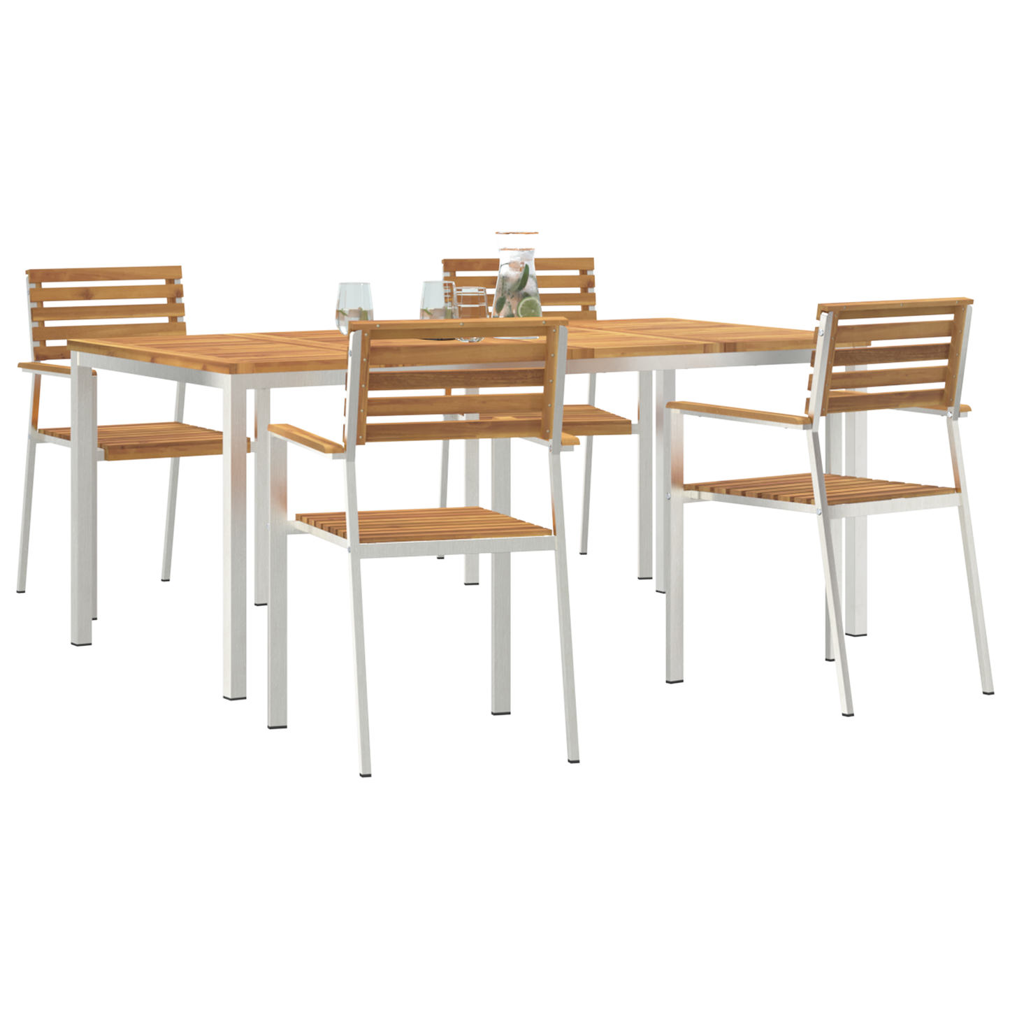 Hage Spisegruppe 5 pcs Massiv akasie tre og rustfritt stål