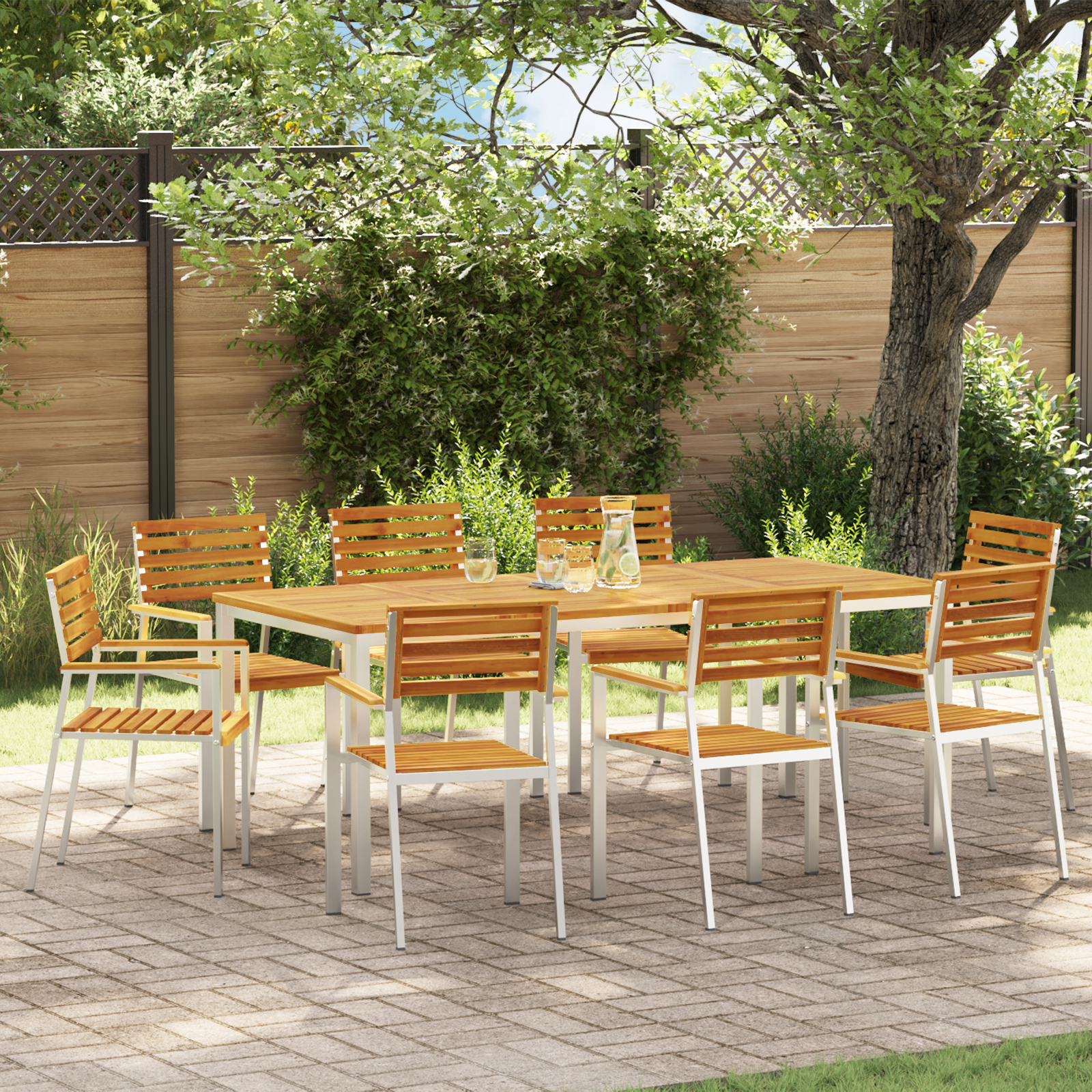HageSpisestueSett 9 pcs Brun MassivAkasiatre
