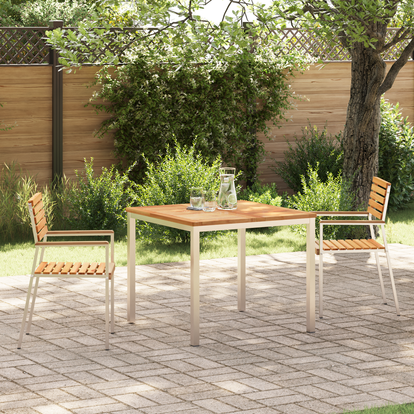 HageSpisestueSett 3 pcs Brun MassivTeakTre