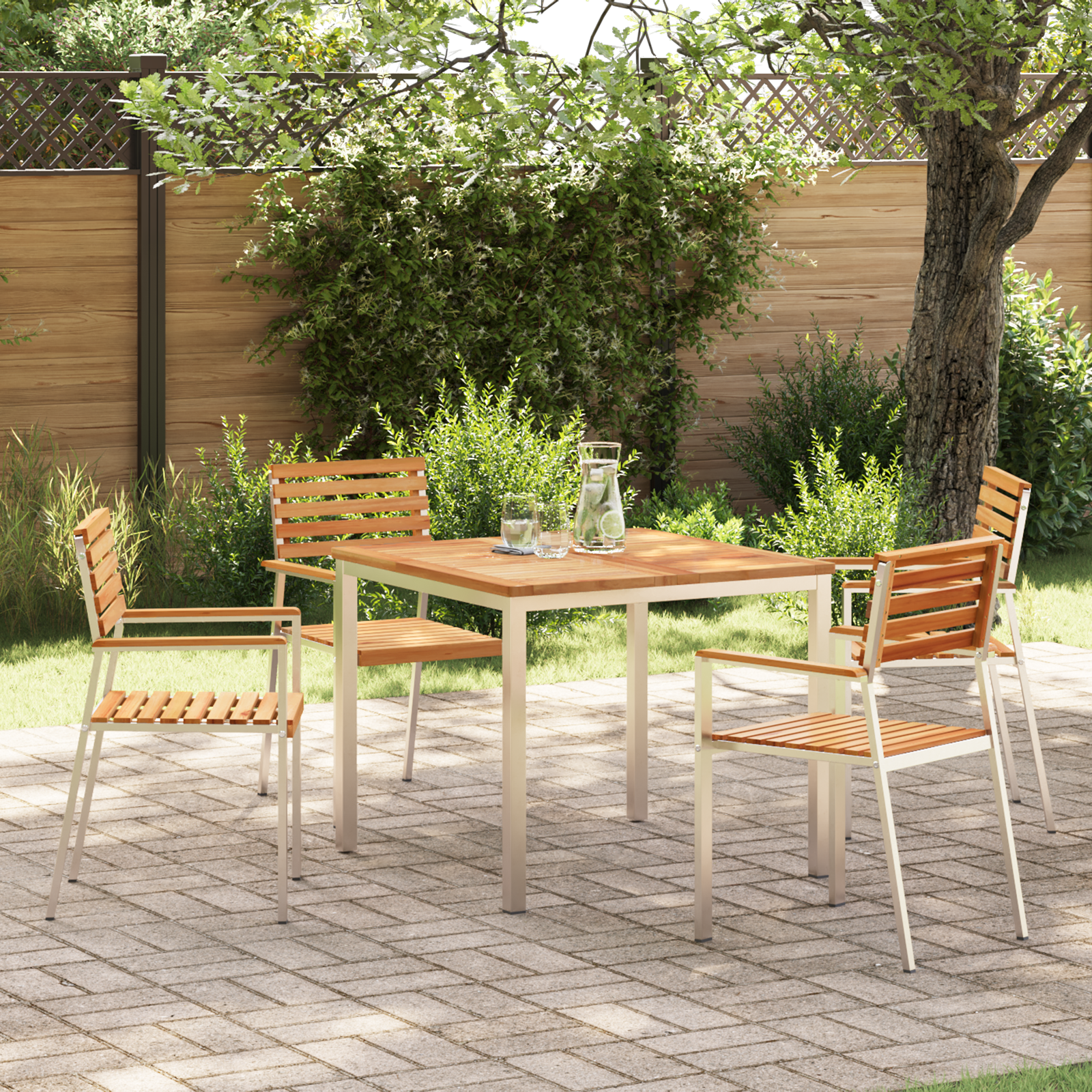 HageSpisestueSett 5 pcs Brun MassivTeakTre