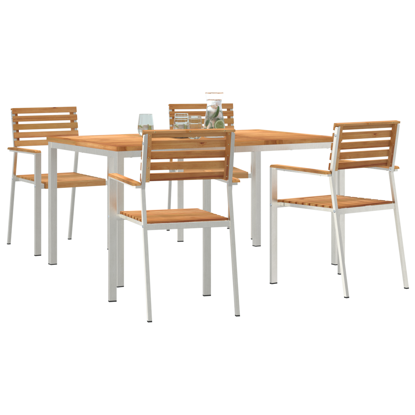 Hage Spisegruppe 5 pcs Massiv teak og rustfritt stål