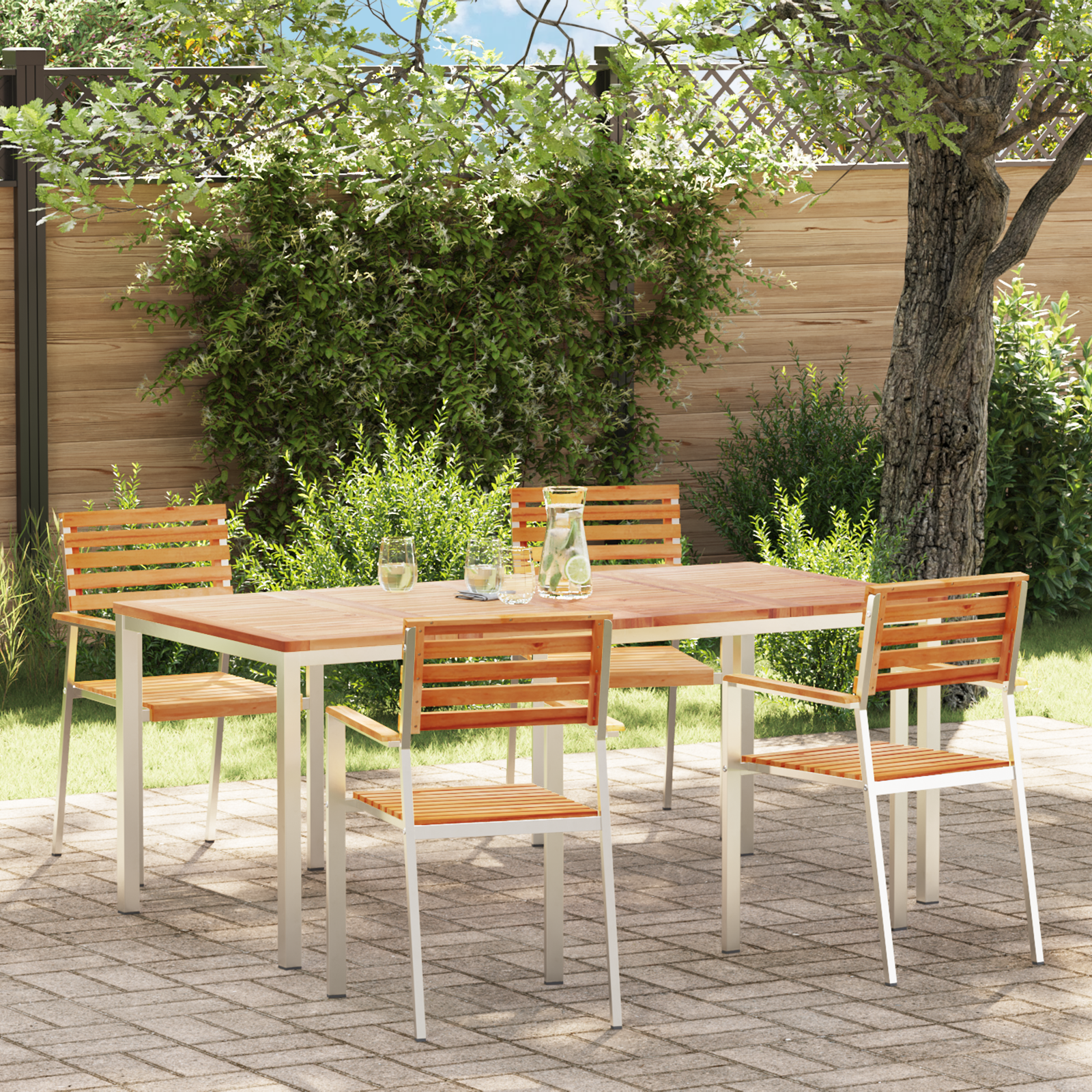 HageSpisestueSett 5 pcs Brun MassivTeakTre