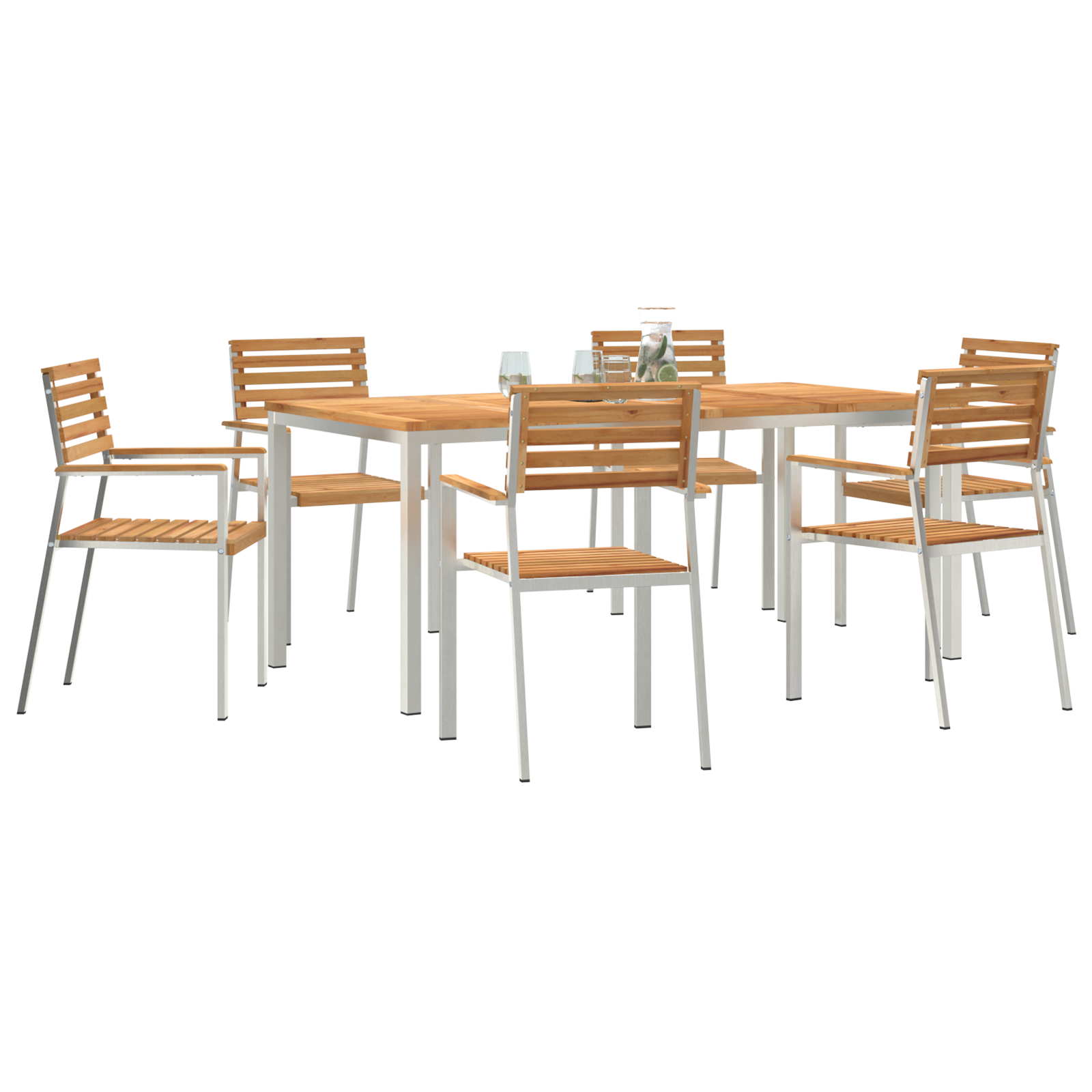 HageSpisestueSett 7 pcs Brun MassivTeakTre
