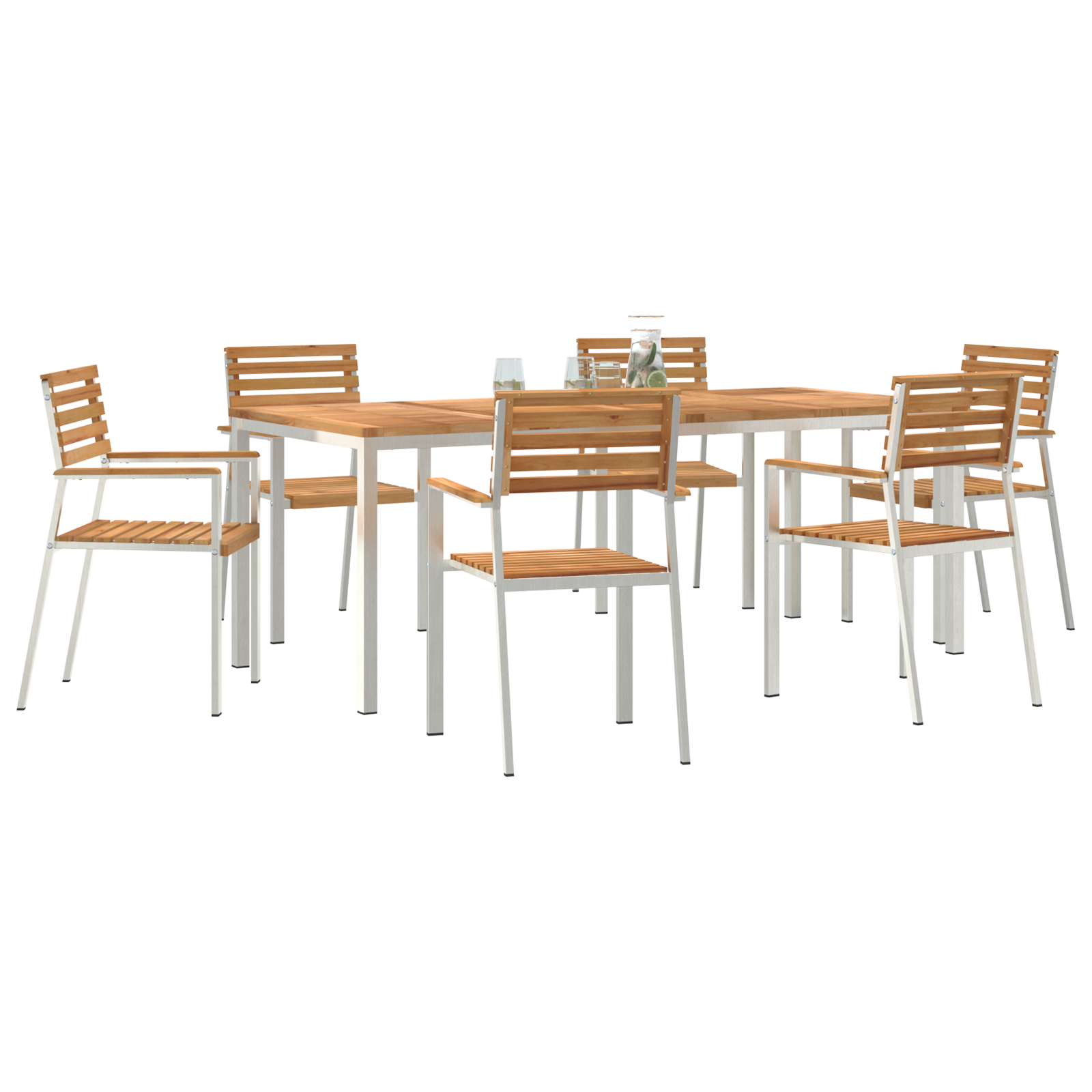 HageSpisestueSett 7 pcs Brun MassivTeakTre
