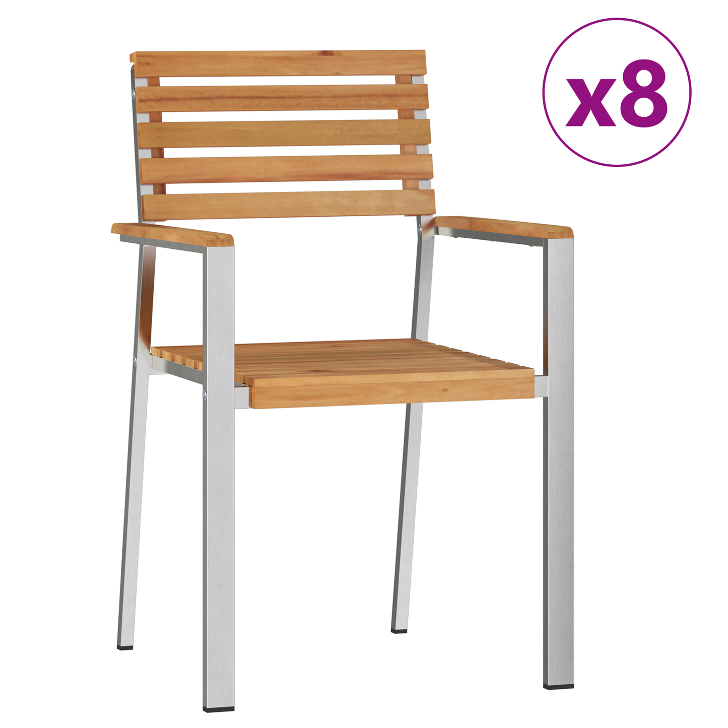 Hage Spisegruppe 9 pcs Massiv teak og rustfritt stål