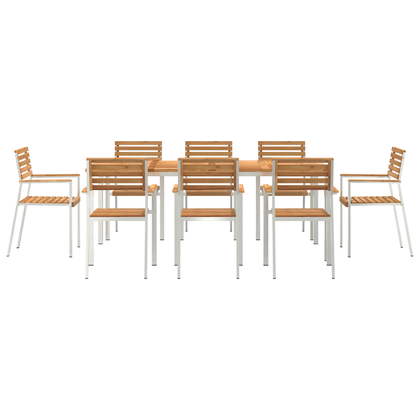 Hage Spisegruppe 9 pcs Massiv teak og rustfritt stål