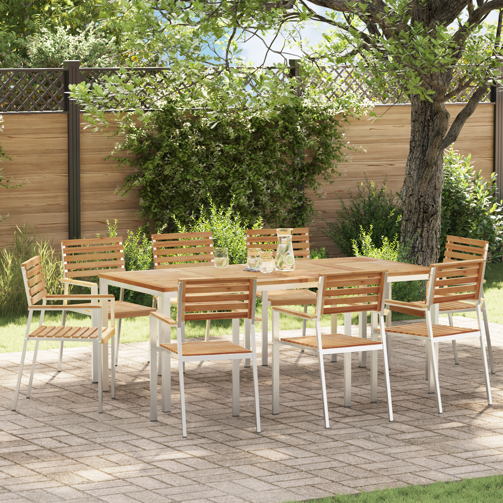 HageSpisestueSett 9 pcs Brun MassivTeakTre