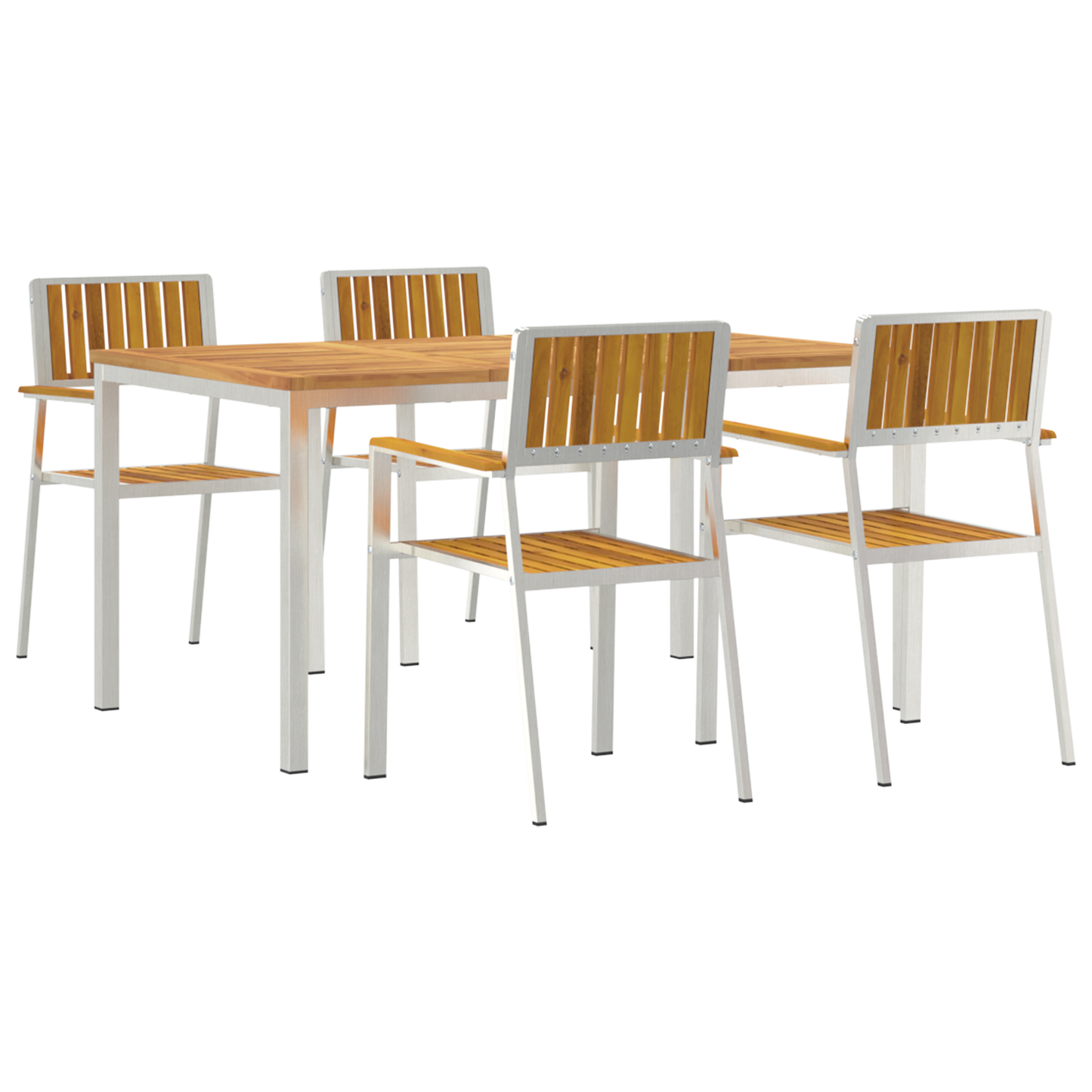Utendørs spisestue sett 5 pcs Brun Solid akasietre