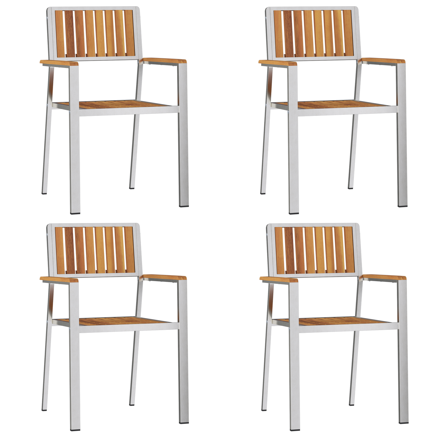 Utendørs spisestue sett 5 pcs Brun Solid akasietre