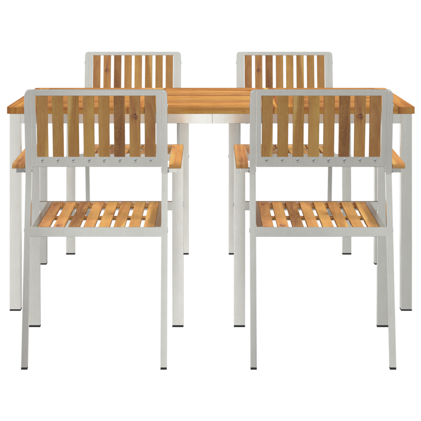 Utendørs spisestue sett 5 pcs Brun Solid akasietre